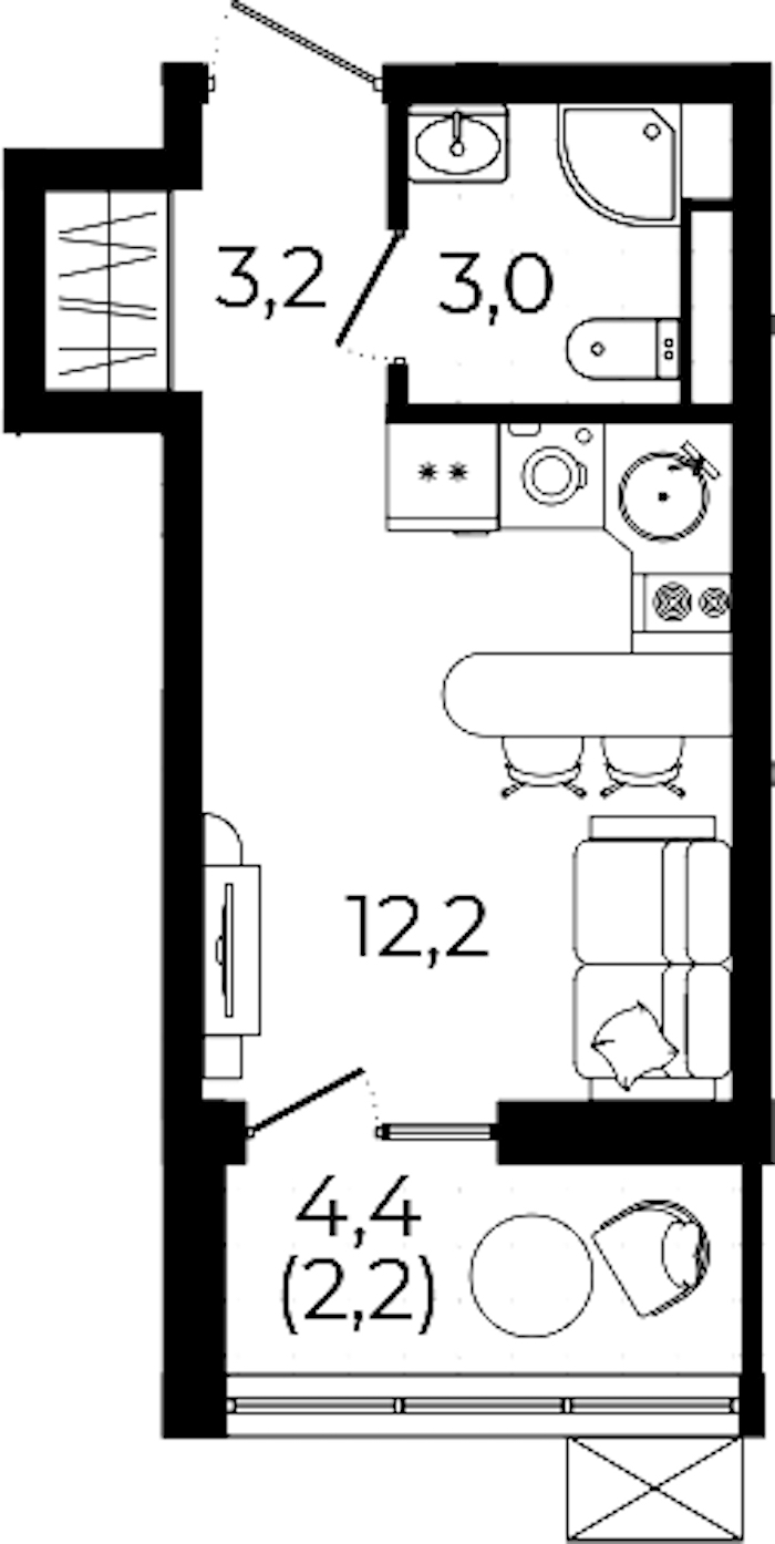 Квартира студия 20.6 м², 4/12 эт., ЖК «А101 Всеволожск»